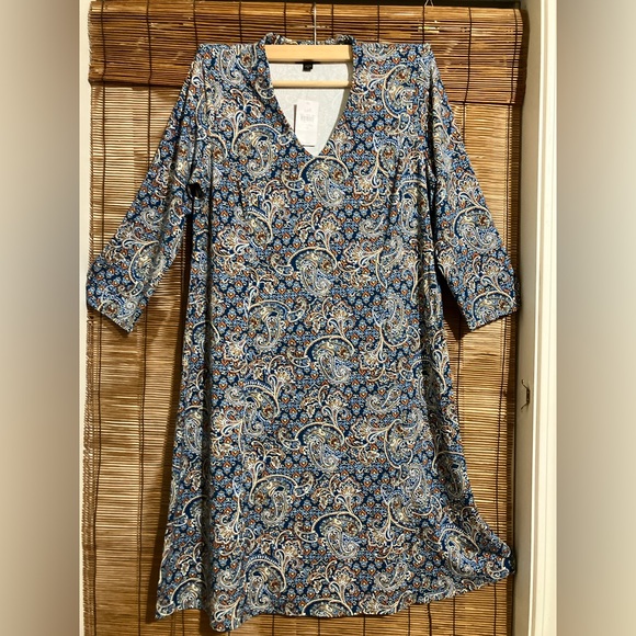 J. Jill Wearever Paisley-Printed Dress color dark cadet blue enchanting paisley - Picture 3 of 7